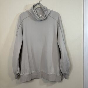 LIT oversized Funnel Neck Sweatshirt Small Bone Balloon Sleeve Tunic Pockets